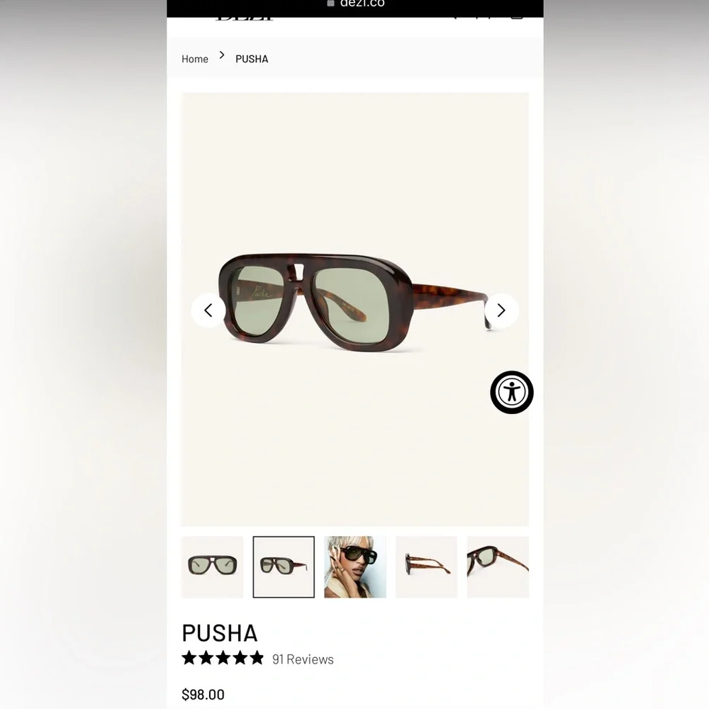 DEZI PUSHA TORTOISE GREEN LENS WOMANS SUNGLASSES like NEW
